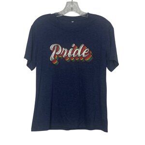 Pride Graphic Tshirt Womens Small Blue LGBTQ+ Rainbow